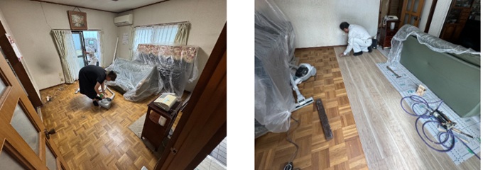 リビングフローリング工事