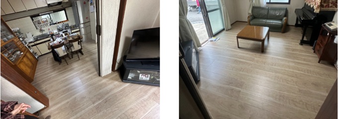 キッチンリビングフローリング工事施工後
