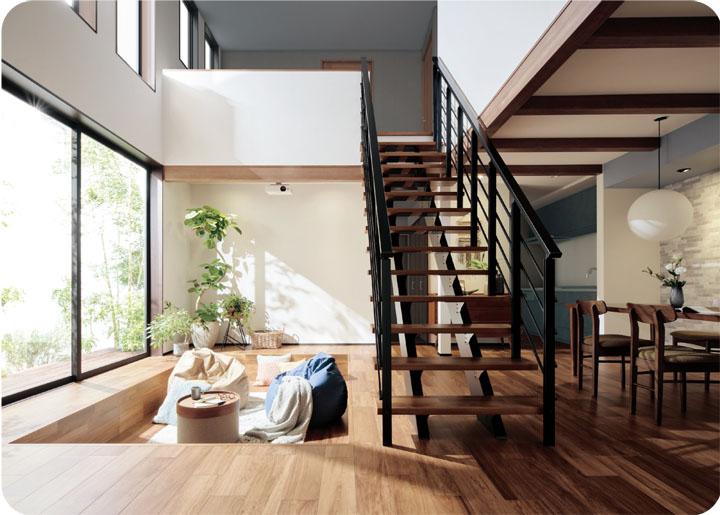 吹き抜けリビング