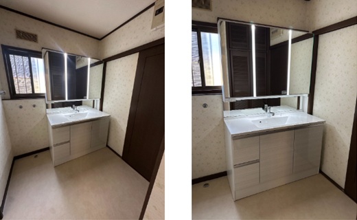 洗面化粧台設置完了