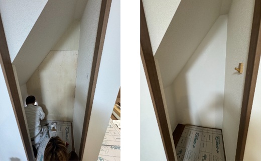 階段下収納施工中